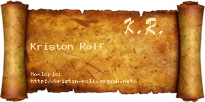 Kriston Rolf névjegykártya